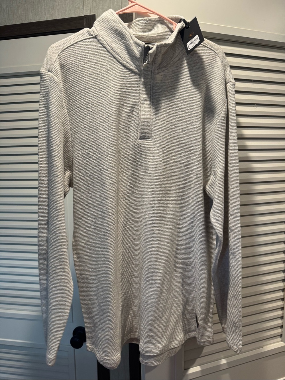 Buckle Men's Light Gray Quarter-Zip Waffle Thermal Pullover New with tags